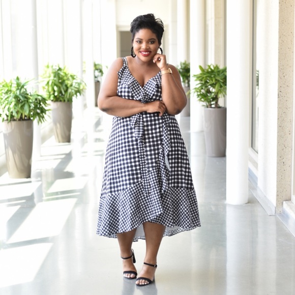 Anthropologie Allison Gingham Ruffle Wrap Dress - Picture 7 of 7